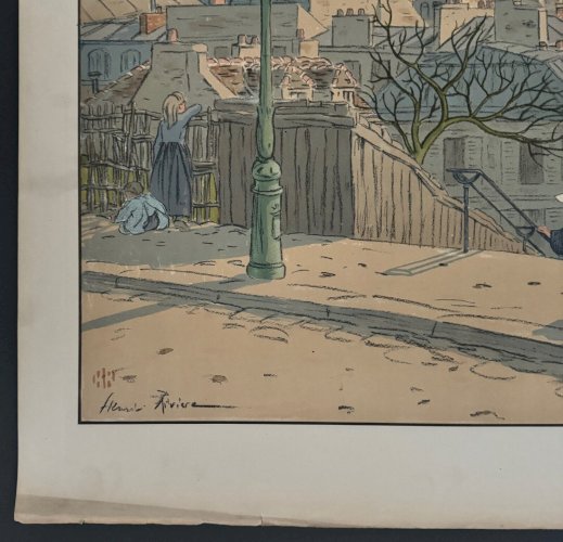Lithographie par Henri Rivière Paris vu de Montmartre A5523