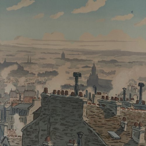 Lithographie par Henri Rivière Paris vu de Montmartre A5523