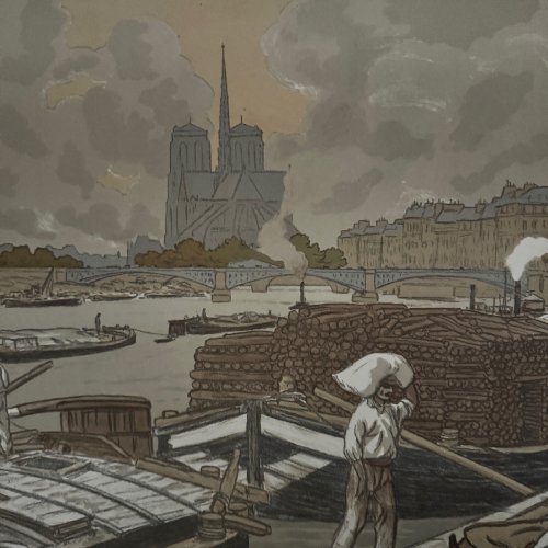 Lithographie par Henri Rivière Paysages Parisiens - Quai d'Austerlitz A5596
