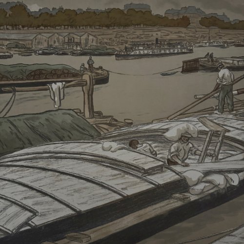 Lithographie par Henri Rivière Paysages Parisiens - Quai d'Austerlitz A5597