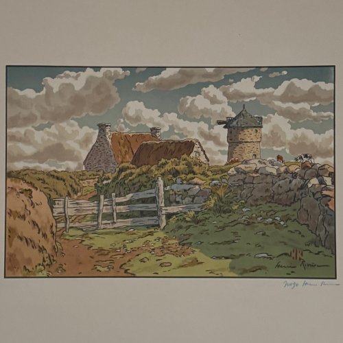Lithographie par Henri Rivière Vieux Moulin à Loguivy A5807