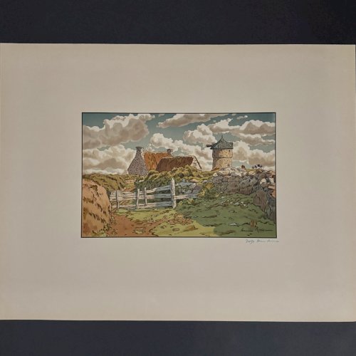 Lithographie par Henri Rivière Vieux Moulin à Loguivy A5807