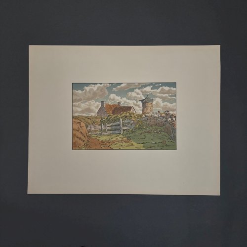 Lithographie par Henri Rivière Vieux Moulin à Loguivy A5907