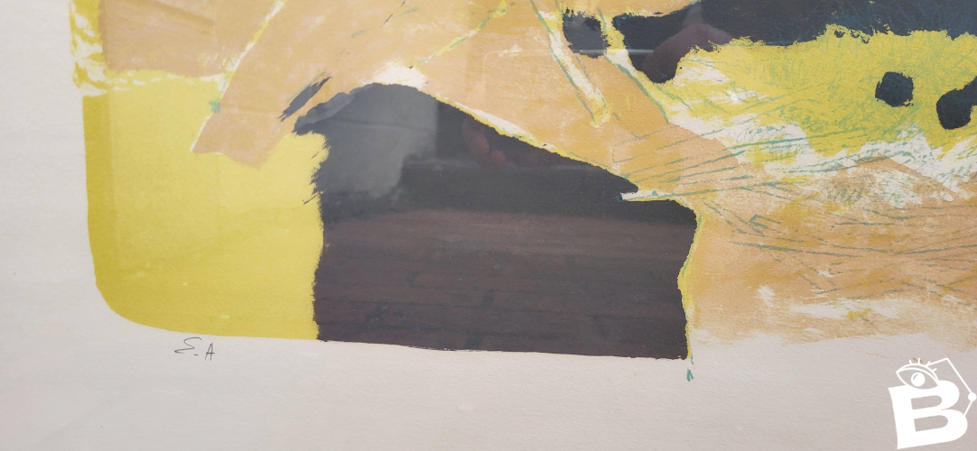 Lithographie Paul Guiramand (1926 - 2007) Oiseaux autours du nid.