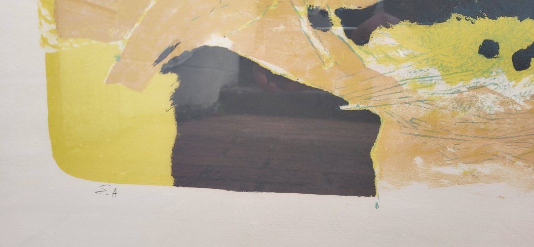 Lithographie Paul Guiramand (1926 - 2007) Oiseaux autours du nid.