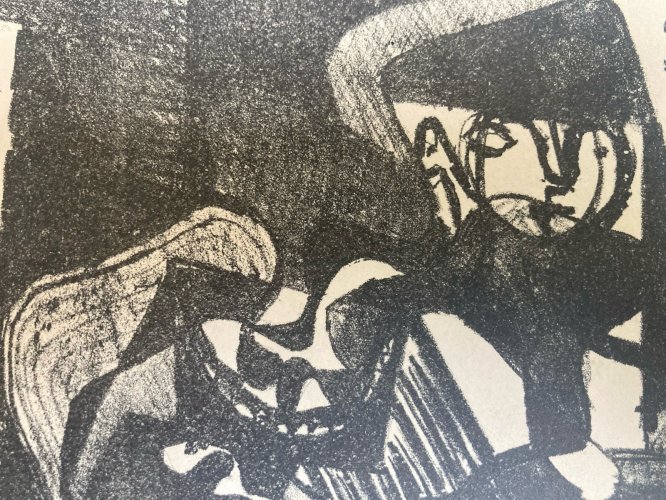 Lithographie picasso pablo Signé Crayon Composition Cubiste 1950 Art