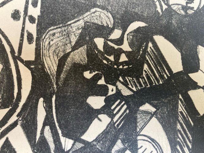 Lithographie picasso pablo Signé Crayon Composition Cubiste 1950 Art