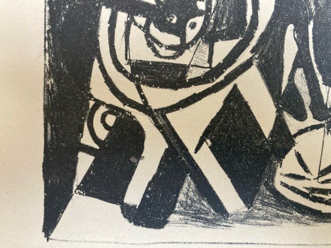 Lithographie picasso pablo Signé Crayon Composition Cubiste 1950 Art