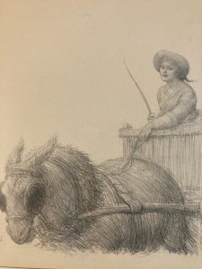 Lithographie Portrait Âne Animal 1930 À Identifier Gravure Litho Art Estampe