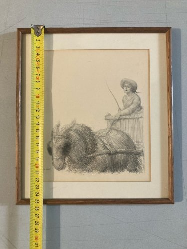 Lithographie Portrait Âne Animal 1930 À Identifier Gravure Litho Art Estampe
