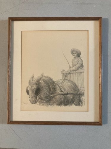 Lithographie Portrait Âne Animal 1930 À Identifier Gravure Litho Art Estampe