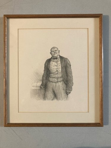 Lithographie Portrait D’Homme, 1930 À Identifier Gravure Litho Art Estampe