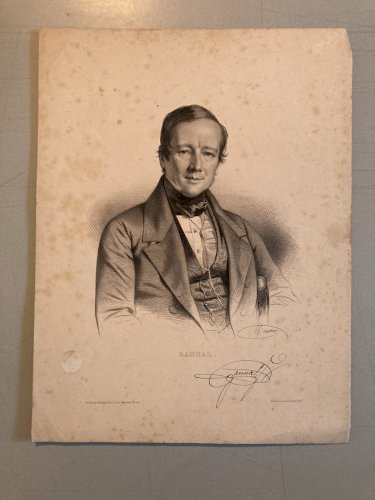 Lithographie Portrait D’Homme XIXe Gannal Gravure Art Estampe Etching Old