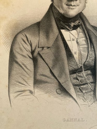 Lithographie Portrait D’Homme XIXe Gannal Gravure Art Estampe Etching Old