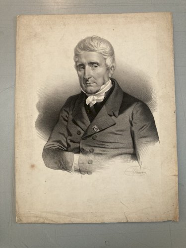 Lithographie Portrait D’Homme XIXe Gravure Art Estampe Etching Old Ancien