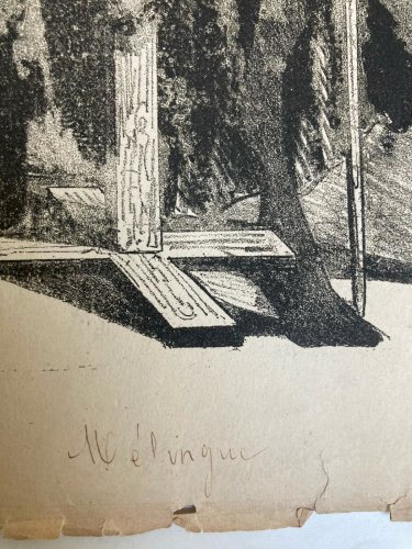 Lithographie Portrait Durandeau 1930 À Identifier Gravure Litho Théâtre Estampe