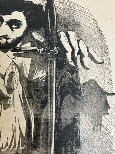 Lithographie Portrait Durandeau 1930 À Identifier Gravure Litho Théâtre Estampe