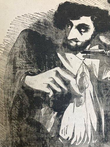 Lithographie Portrait Durandeau 1930 À Identifier Gravure Litho Théâtre Estampe