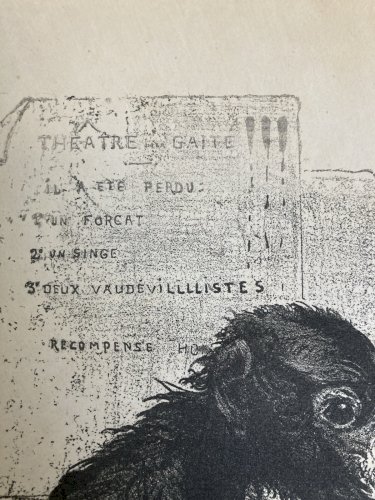 Lithographie Portrait Durandeau 1930 À Identifier Litho Charles Perey Singe Art