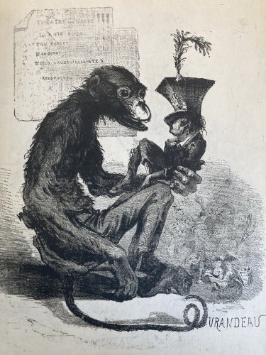 Lithographie Portrait Durandeau 1930 À Identifier Litho Charles Perey Singe Art