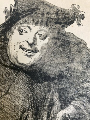 Lithographie Portrait Durandeau 1930 À Identifier Litho Gravure Théâtre Estampe