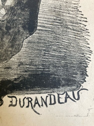 Lithographie Portrait Durandeau 1930 À Identifier Litho Gravure Théâtre Estampe