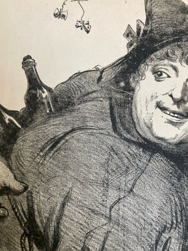 Lithographie Portrait Durandeau 1930 À Identifier Litho Gravure Théâtre Estampe