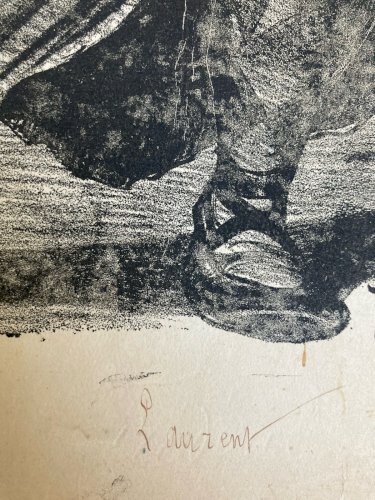 Lithographie Portrait Durandeau 1930 À Identifier Litho Gravure Théâtre Estampe