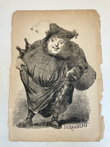 Lithographie Portrait Durandeau 1930 À Identifier Litho Gravure Théâtre Estampe