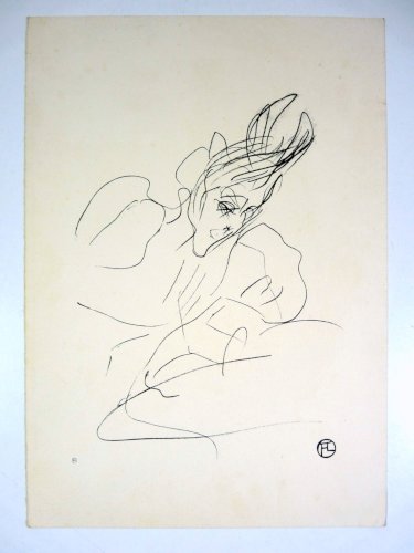 Lithographie portrait d'Yvette GUILBERT signée H. Toulouse Lautrec D 32x22,5 cm