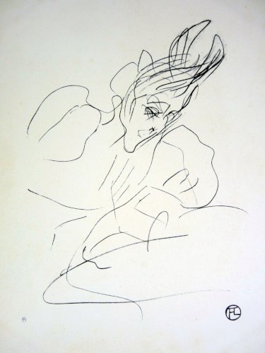 Lithographie portrait d'Yvette GUILBERT signée H. Toulouse Lautrec D 32x22,5 cm