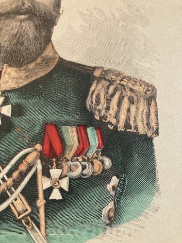 Lithographie Portrait TSAR Nicalas II 2 1900 Estampe Russie Etching Ancien Old