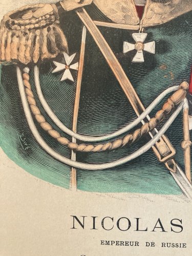 Lithographie Portrait TSAR Nicalas II 2 1900 Estampe Russie Etching Ancien Old