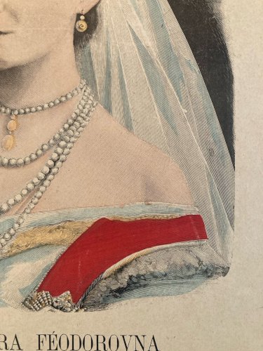 Lithographie Portrait TSARINE ALEKSANDRA FEDOROVNA 1900 Estampe Russie Etching