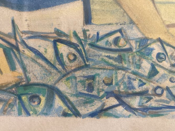 Lithographie Raymond Espinasse Cubisme Cubiste Signé Circa 1950 Ancien Art