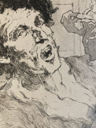 Lithographie signée Daniel Vierge Gravure Estampe Art Ancien Musique Notes