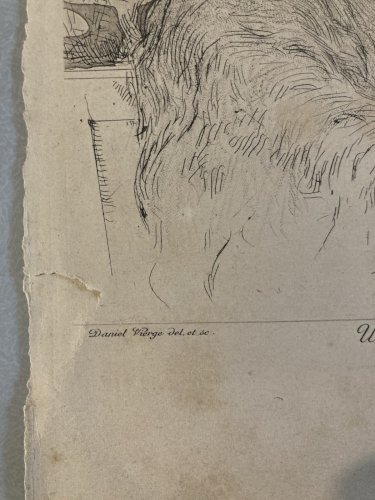 Lithographie signée Daniel Vierge Gravure Estampe Art Ancien Musique Notes