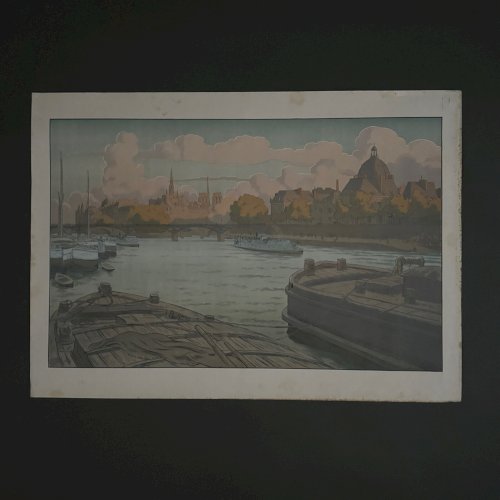 Lithographie sur papier de Chine par Henri Rivière L'Institut et la Cité A5570