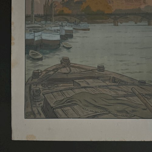 Lithographie sur papier de Chine par Henri Rivière L'Institut et la Cité A5570