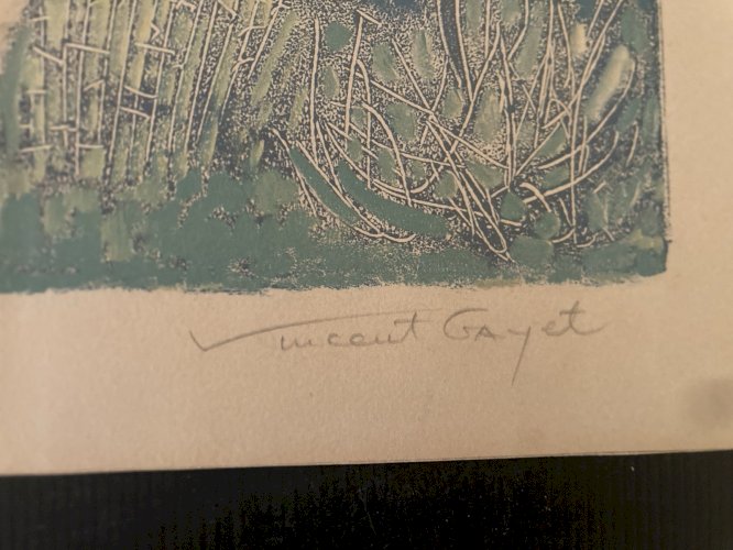 lithographie  Vincent Gayet EA  "Cagnes " Provence Alpes Maritimes sud