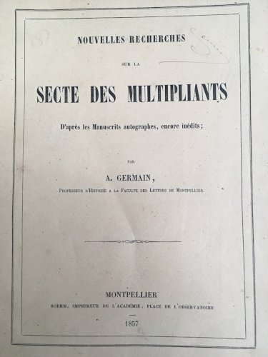 Livre nouvelles recherches sur la secte des Multipliants￼ Germain Dédicace