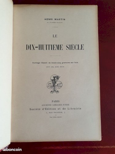 Livre relié Le dix-huitième siècle de Henri Martin édition 1890