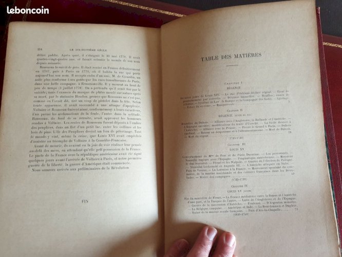Livre relié Le dix-huitième siècle de Henri Martin édition 1890
