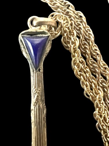 Long Collier  Boîte secrète miroir art déco 1925 Pate De Verre Ancien Vintage