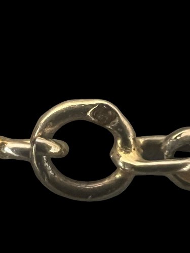 Long collier sautoir Maille Olive Argent /VermeilPoinçonné Ancien Vintage 1900