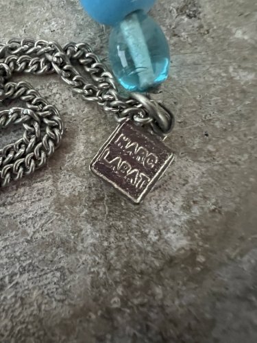 Long Collier Vintage Perles Pâte De Verre Marque Marc Labat Couture Ete