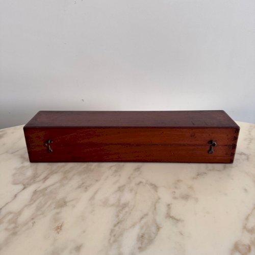 Longue-vue de marine XIXe en cuir et laiton et boite en acajou M3694