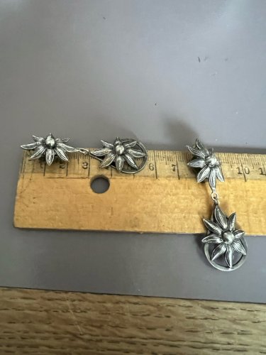 Longues Boucles d’oreilles Clips Ancienne pendantes florale vers 1950 vintage