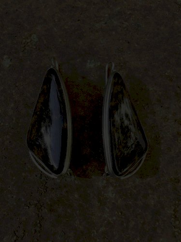 longues boucles d’oreilles vintage vers 1970/1980 jaspe herborisé design