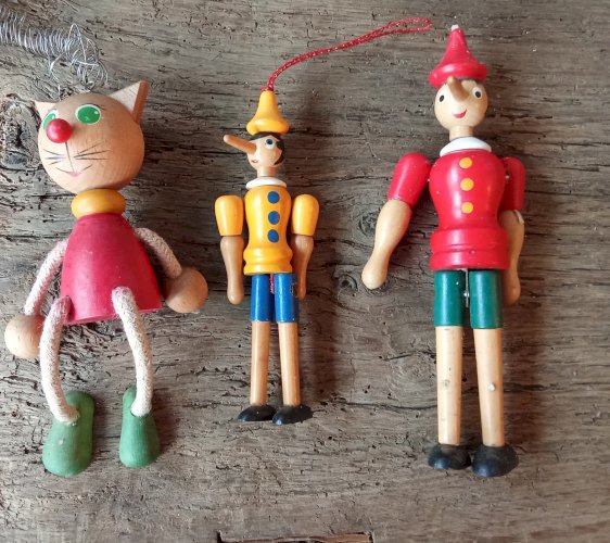 Lot 12 Ancien Jouet Bois Vintage Pinocchio Avion Coccinelle Vache Old Wooden Toy